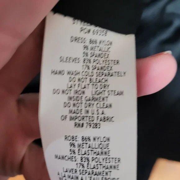 Alex Evenings Black Metallic Ruched Gown Dress with Embellished Sleeves Size 12